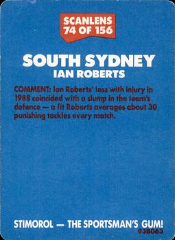 1989 Scanlens #74 Ian Roberts Back